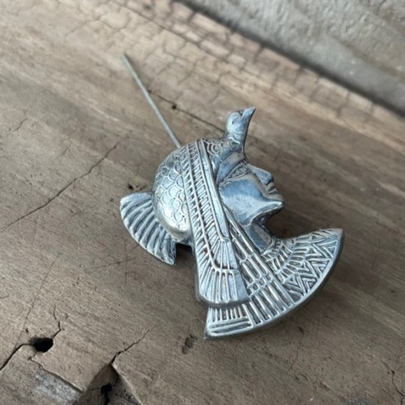 Vintage Sterling Silver Pharaoh Pin Brooch - Picture 5 of 10